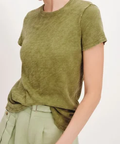 Slub Jersey With Chroma Wash Schoolboy Short Sleeve Crew Neck Tee - Juniper