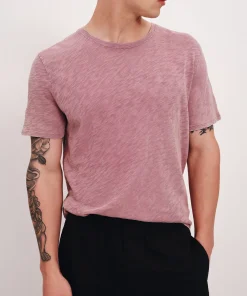 Slub Jersey With Chroma Wash Short Sleeve Crew Neck Tee - Wisty Mauve