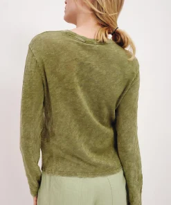 Slub Jersey With Chroma Wash Long Sleeve Crop Tee - Juniper