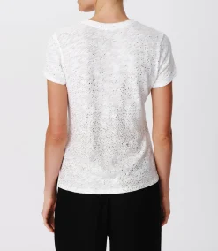 Slub Jersey With Foil Schoolboy Short Sleeve Crew Neck Tee - White-Gold