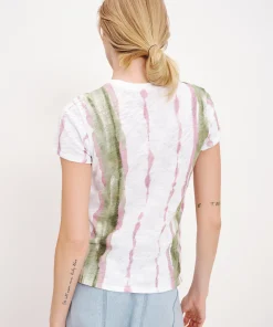 Slub Jersey With Paintstroke Schoolboy Short Sleeve Crew Neck Tee - White-Multi