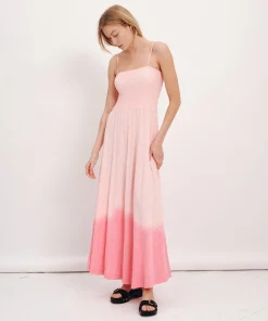 Slub Jersey With Tonal Dip Smocked Dress - Cherry Blossom Combo