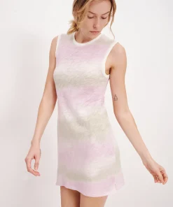 Slub Jersey With Watercolor Stripe Sleeveless Muscle Dress - Watercolor Stripe