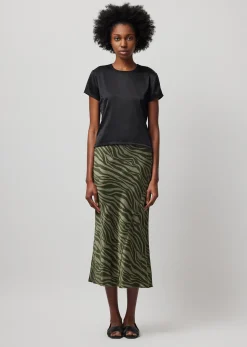 Stretch Satin Short Sleeve Tee - Black