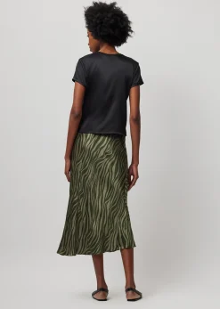 Stretch Satin Short Sleeve Tee - Black