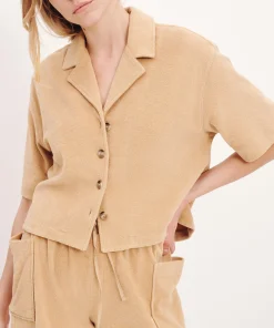 Towel Terry Bowling Shirt - Sand Castle