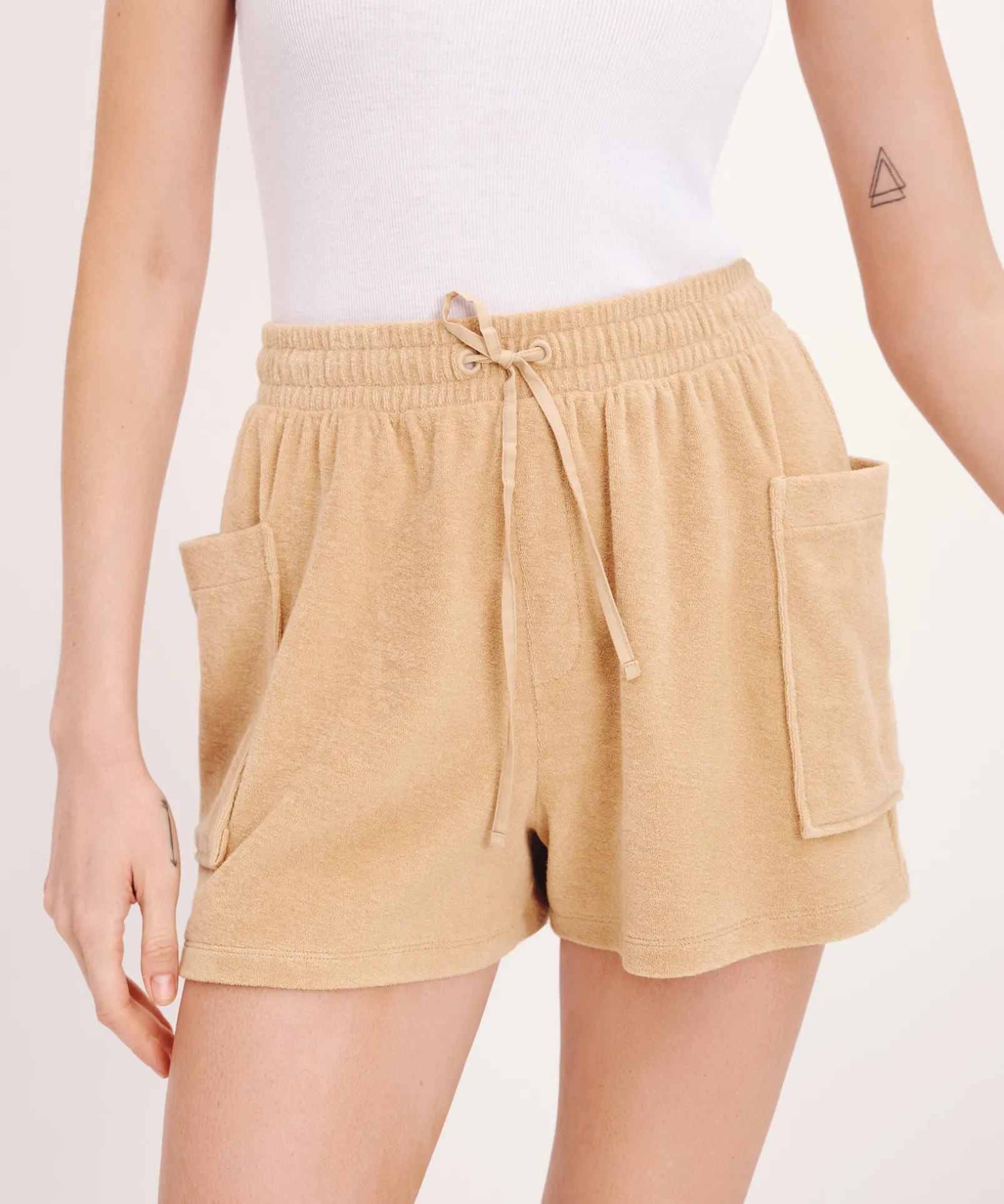 Towel Terry Patch Pocket Shorts - Sand Castle