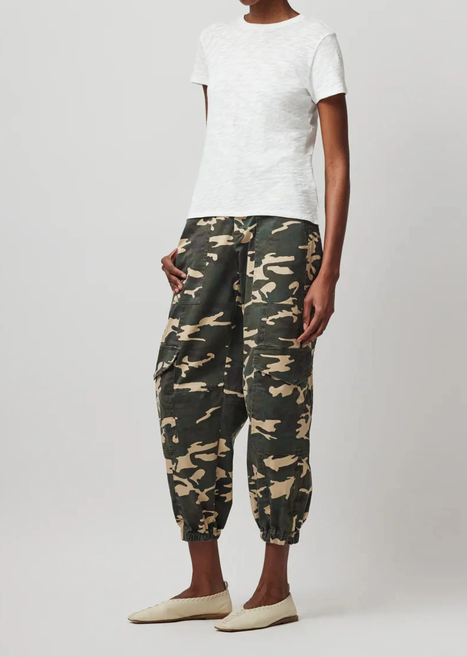 Washed Cotton Twill With Camo Print Cargo Pant - Classic Camo