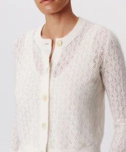 Wool Blend Textured Cardigan - Chalk