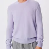 Wool Cashmere Seamed Crew Neck Sweater - Skyflower