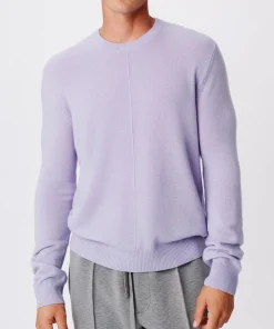 Wool Cashmere Seamed Crew Neck Sweater - Skyflower