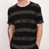 2X1 Rib With Sunbleached Stripe Short Sleeve Crew Neck Tee - Black